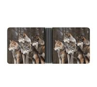 Portefeuille en cuir à deux volets pour homme - Loups de différentes couleurs - Portefeuille fin avec plusieurs cartes - Porte-cartes classique - Noir - Taille unique - Classique - Noir - Taille