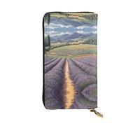 Portefeuille en cuir à fermeture éclair Lavender Fields, 19 x 10,4 cm de long, plusieurs compartiments et grande capacité, un bon cadeau pour les amis