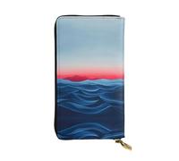 Portefeuille en cuir à fermeture éclair Maritime Boundary, 19 x 10,4 cm de long, plusieurs compartiments et grande capacité, un bon cadeau pour les amis