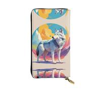 Portefeuille en cuir à fermeture éclair National Geographic Loup, 19,1 x 10,4 cm de long, plusieurs compartiments et grande capacité, un bon cadeau pour les amis