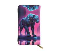 Portefeuille en cuir à fermeture éclair Neon Cyber Panther, 19 x 10,4 cm de long, plusieurs compartiments et grande capacité, un bon cadeau pour les amis
