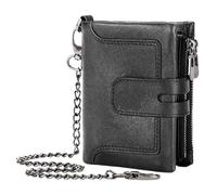 Portefeuille en Cuir à la cuve de Vache pour Hommes | Portefeuille de Cartes de crédit Masculin antivol - Zipper Boucle Multiples Slots Slots Portefeuille pour Papier-Monnaie