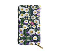 Portefeuille en cuir à motif d'automne pour femme et homme, grand portefeuille avec 12 emplacements pour cartes, portefeuille passeport, Fleurs sauvages et marguerites bleuets, One Size