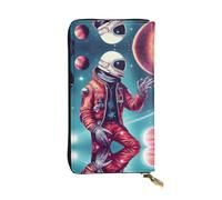 Portefeuille en cuir à motif floral et herbes botaniques pour homme et femme, grand portefeuille avec 12 emplacements pour cartes, portefeuille pour passeport, Cool Man In Outer Space Galaxy, One Size