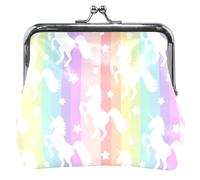 Portefeuille en cuir arc-en-ciel licorne blanche personnalisée pour femmes mignon mignon baiser serrure filles changer porte-monnaie, licorne blanche arc-en-ciel, Arc-en-ciel licorne blanche