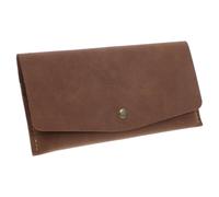 Portefeuille en Cuir Artificiel à Double Pli, Multi-fentes, Marron | Fermeture à Pression, Style Rétro Minimaliste, Transport à Main, pour Reçus, Factures et Système Budgétaire