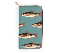 Portefeuille en cuir avec emplacements pour carte d'identité et multiples compartiments, idéal pour la pêche au bar, à petite bouche et aux lacs bleus. Design pliable et facile à transporter, format p