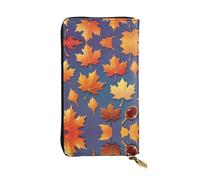 Portefeuille en cuir avec fermeture éclair en forme de feuilles d'érable dégradé, 19 x 10,4 cm de long, plusieurs compartiments et grande capacité, un bon cadeau pour les amis