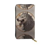 Portefeuille en cuir avec fermeture éclair en forme de loup géant majestueux de 19,1 x 10,4 cm de long, plusieurs compartiments et grande capacité, un bon cadeau pour vos amis