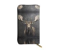 Portefeuille en cuir avec fermeture éclair Majestic Elk, 19 x 10,4 cm de long, plusieurs compartiments et grande capacité, un bon cadeau pour vos amis