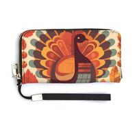 Portefeuille en cuir avec fermeture éclair sur le devant des feuilles - Pour femme - 20 x 10,5 cm, Style :, 20.0*10.5cm