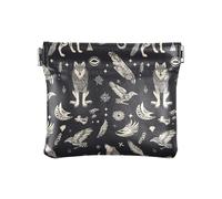 Portefeuille en cuir avec fermoir unique et symbole céleste de loups mystiques pour homme et femme, taille unique, moderne, Symboles célestes des loups mystiques, Taille unique, Moderne