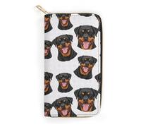 Portefeuille en cuir avec poches pour carte d'identité et multiples compartiments, orné de rottweilers et de chardons. Design pliable et facile à transporter. Sac à main portable idéal pour les voyage