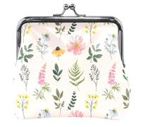 Portefeuille en cuir beige pastel floral personnalisé femmes mignon boucle fermeture éclair baiser filles petit sac à main pour bagatelles, fleurs beige pastel, classique, fleurs beige pastel