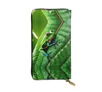 Portefeuille en cuir ciel nocturne avec arbres pour femme et homme, grand portefeuille avec 12 emplacements pour cartes, portefeuille pour passeport, Feuilles de grenouille, One Size