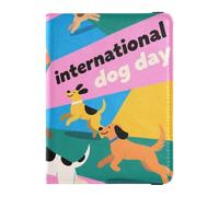 Portefeuille en cuir coloré Happy Dogs Party pour passeport et carte de vaccin, portefeuille de voyage avec fente pour carte de vaccination, porte-passeport avec fente pour carte de vaccin pour voyage