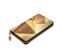 Portefeuille en cuir de qualité supérieure avec fermeture éclair sur le pourtour de la pyramide égyptienne dans le désert pour homme et femme avec blocage RFID