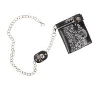 Portefeuille en Cuir D'halloween, Gothic Punk Rose Skeleton, Chaîne | Cuir Résistant, Design Multicouche Anti-saleté, Grosse Capacité, pour Voyage et Style, Unisexe
