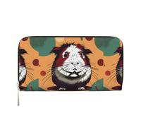 Portefeuille en cuir élégant avec motif cochon d'Inde pour femme, noir, One Size, Art