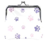 Portefeuille en cuir floral mignon pour femmes mignon baiser serrure empreintes de chien violet changement portefeuille pour filles, empreintes de pas de chiens violet, Empreintes de pas de chien
