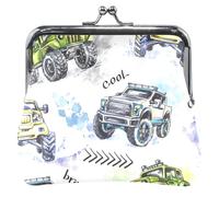 Portefeuille en cuir floral pour femmes mignon baiser serrure aquarelle monstre camions changement d'argent, aquarelle monstre camions, Aquarelle Monster Trucks
