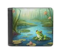 Portefeuille en cuir grenouille dans un étang pour homme et femme, blocage RFID, capacité supplémentaire, coutures ultra résistantes, portefeuille fin avec 8 emplacements pour cartes, style, taille