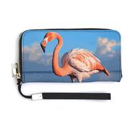 Portefeuille en cuir imperméable avec fermeture éclair autour du sac à main flamant rose dans l'eau avec porte-cartes de crédit pour femme, style, 20 x 10,5 cm, Style :, 20.0*10.5cm