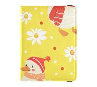 Portefeuille en cuir imperméable pour passeport et carte de vaccin avec illustration de canard mignon, Illustration de dessin animé de canard mignon, 1 size