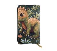 Portefeuille en cuir imprimé dinosaure mignon avec 12 porte-cartes et 179 pinces à billets, longue pochette pour homme et femme