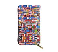 Portefeuille en cuir imprimé divers drapeaux 19,1 x 10,4 cm de long, porte-cartes de crédit, portefeuille de voyage portable