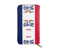 Portefeuille en cuir imprimé drapeau de l'État de l'Iowa, 19 x 10,4 cm de long, porte-cartes de crédit, portefeuille de voyage portable