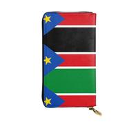Portefeuille en cuir imprimé drapeau du Soudan du Sud, 19 x 10,4 cm de long, porte-cartes de crédit, portefeuille de voyage portable