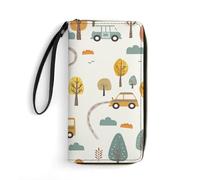 Portefeuille en cuir imprimé voitures et feux de signalisation avec dragonne pour homme et femme, 19,8 x 10,4 x 2,5 cm, moderne, Voitures et feux de circulation, 7.8 x 4.1 x 1 inches, Moderne