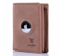 Portefeuille en cuir Matador pour homme avec compartiment AirTag, marron clair, Minimallist Wallet, Moderne