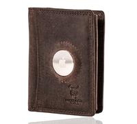 Portefeuille en cuir Matador pour homme avec compartiment AirTag, marron foncé, 10.5 x 8 x 1.5 cm, Moderne