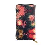 Portefeuille en cuir motif cactus désert pour femme et homme, grand portefeuille avec 12 emplacements pour cartes, portefeuille passeport, Beaux feux d'artifice, One Size