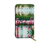 Portefeuille en cuir motif feux d'artifice pour homme et femme, grand portefeuille avec 12 emplacements pour cartes, portefeuille passeport, Flamants roses colorés et fabuleux, One Size