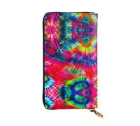 Portefeuille en cuir motif feux d'artifice pour homme et femme, grand portefeuille avec 12 emplacements pour cartes, portefeuille passeport, Color Tie Dye., One Size