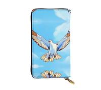 Portefeuille en cuir mouettes en vol, compartiment à fermeture éclair, grande capacité, bon cadeau pour les amis, pochette de 19,1 x 10,4 cm de long, noir, taille unique, Noir , Taille unique