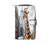 Portefeuille en cuir multifonction long portefeuille tendance girafe à New York impression sac à main en cuir avec pour femmes et hommes, style, 19,7 x 11 x 3,5 cm, portefeuille en cuir, Style
