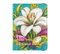 Portefeuille en cuir personnalisé pour passeport et carte de vaccin Combo Floral Lily Happy Easter Porte-carte personnel Étui de passeport Combo avec fente pour carte de vaccin Ultra mince, Lys floral