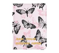 Portefeuille en cuir personnalisé pour passeport et carte de vaccin Combo Peach Black Butterfly Personal Passport Wallet Étui portefeuille ultra fin, pêche papillon noir, Pêche Papillon Noir