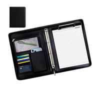 Portefeuille en cuir, Portefeuille en cuir pour homme - Organisateur de voyage pour tablette - Organisateur Business Folio avec bloc-notes A4, dossier classeur, dossier de documents A4, bloc not, Noir