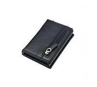 Portefeuille en Cuir Portefeuille Intelligent Porte-Carte de crédit en métal Mince Hommes Portefeuilles Pass Secret Pop Up Portefeuille Minimaliste Petit Sac à Main Noir (Color : A)