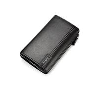 Portefeuille en Cuir Portefeuille pour Hommes Pochette à Fermeture éclair Haute capacité Walet Hommes en Cuir véritable Long Sac à Main qualité Sac à Main Portefeuilles Grand (Color : Schwarz)