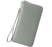 Portefeuille en cuir pour femme avec blocage RFID, fermeture éclair autour du porte-cartes de crédit, étui portefeuille pour homme