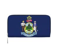 Portefeuille en cuir pour femme avec imprimé drapeau de l'État du Maine pour une utilisation décontractée et de voyage, noir, One Size, Art