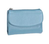 Portefeuille en cuir pour femme - Compact - En cuir de vachette souple - Petit sac à main élégant avec organiseur RFID spacieux - Bleu - Taille unique
