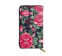 Portefeuille en cuir pour femme et homme avec 12 emplacements pour cartes, motif perroquet tropical, Fleur de rose florale, One Size