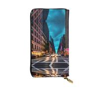 Portefeuille en cuir pour femme et homme avec 12 emplacements pour cartes, motif perroquet tropical, Rues de New York City, One Size